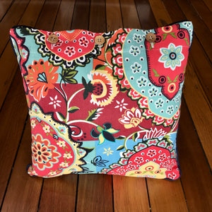 Cushion - Red/teal tile design